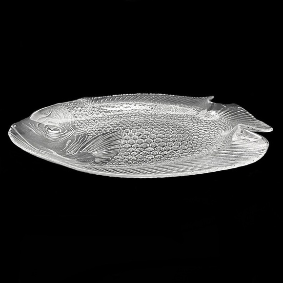 Vintage 1970s Arcoroc France -Poisson- 16" Serving Platter Fish Clear Embossed - Picture 3 of 7
